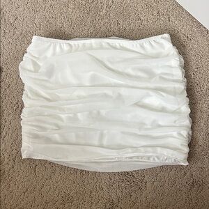 NEVER WORN: White Ruched Mini Skirt